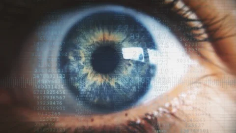 Iris Recognition Technology Illustration, Eye Source Code Stock-Footage 121573549
