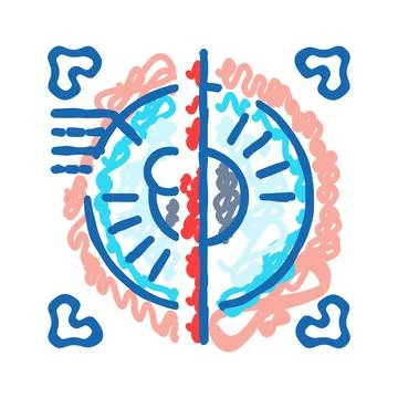 Iris scan biometric icon doodle illustration 스톡 일러스트