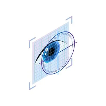 Iris scan biometric security system for office building Illustrazione stock