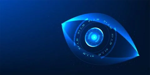 Iris scanning technology with iris elements uses a person's biometric ident.. 库存插图