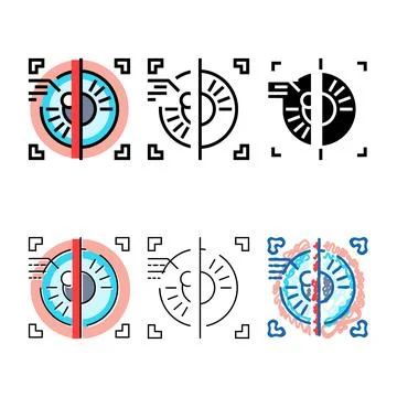 Iris set scan biometric color icon vector Stock Illustration