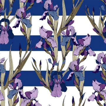 Irises flowers vector seamless pattern Stock Illustration