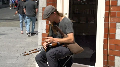 Irish Bagpipe player Stock Footage 127580007