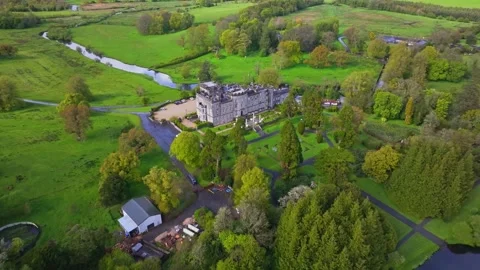 Irish Castle Soaring Over Emerald Landscape Stock Footage 275934419