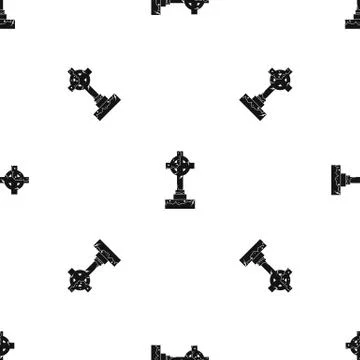 Irish celtic cross pattern seamless black Stock Illustration