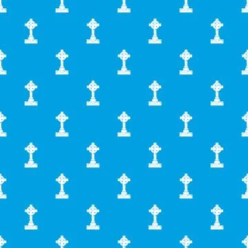 Irish celtic cross pattern seamless blue Stock Illustration