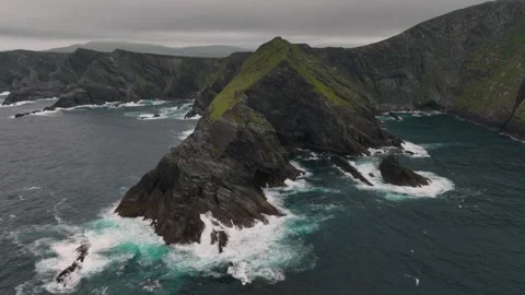 Irish cliffs and seaside Moher and Kerry beautiful views of the coast of Ireland Stock Footage 282727944