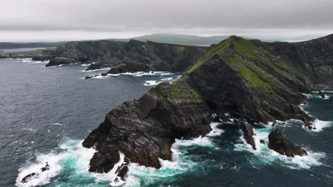 Irish cliffs and seaside Moher and Kerry beautiful views of the coast of Ireland Stock Footage 282732519