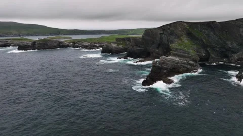 Irish cliffs and seaside Moher and Kerry beautiful views of the coast of Ireland Stock Footage 282732615