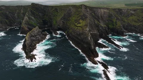Irish cliffs and seaside Moher and Kerry beautiful views of the coast of Ireland Stock Footage 282733064