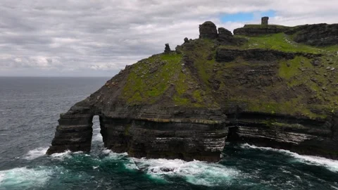 Irish cliffs and seaside Moher and Kerry beautiful views of the coast of Ireland Stock Footage 282733208
