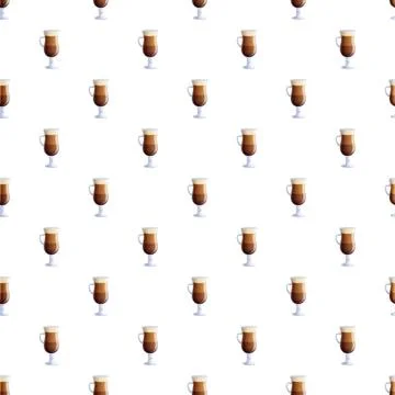 Irish coffee drink seamless pattern on white background Illustrazione stock