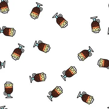 Irish coffee vector seamless pattern Stock Illustration