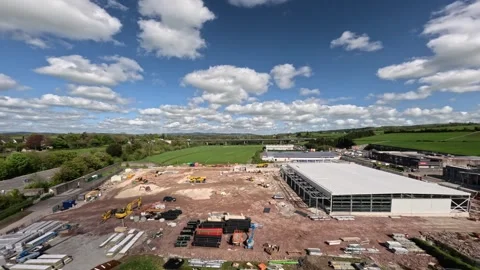 Irish Construction Site Panorama Drone Video Fermoy 4K Aerial Footage Ireland Stock Footage 317469745