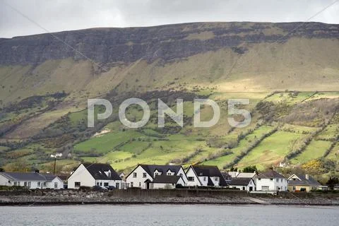 Irish cottages and landscape Stock Photos
