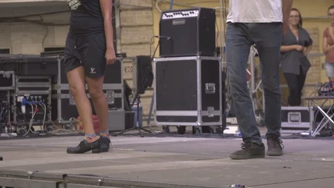 Irish Dancers Practicing on Stage Stock Footage 86523042