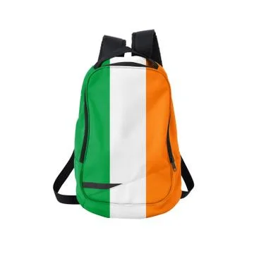 Irish flag backpack isolated on white Stock Photos