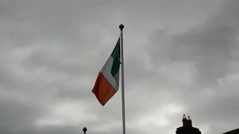 Irish Flag Blowing cloudy background Stock Footage 273732860