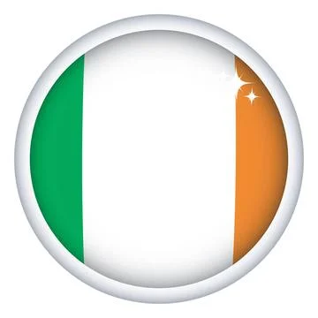 Irish flag button Irish sphere flag button, isolated vector on white Copyr... Stock Photos
