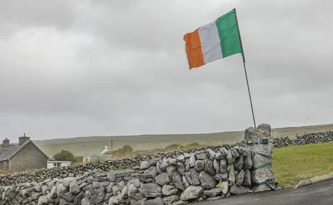 Irish flag flapping in the breeze Stock Photos