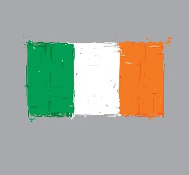 Irish Flag Flat - Artistic Brush Strokes and Splashes Stock Illustration