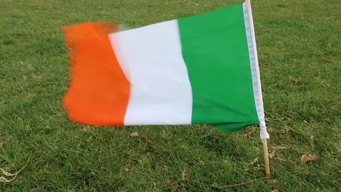 Irish flag flies in the wind 動画素材 128933419