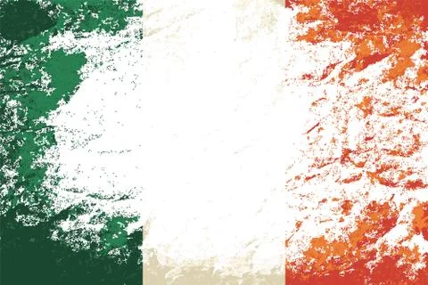 Irish flag. Grunge background. Vector illustration Stock Illustration
