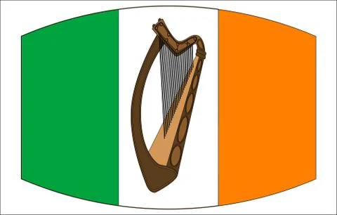 Irish Flag With Harp Stock Illustration
