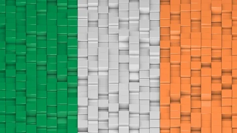 Irish flag made of cubes moving up and down in a random pattern. Video stock 115599551