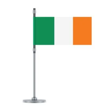 Irish flag on the metallic pole, vector illustration Ilustración de archivo
