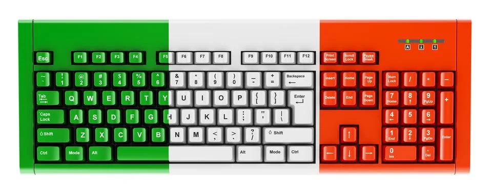 Irish flag painted on computer keyboard. 3D rendering Stock Illustration