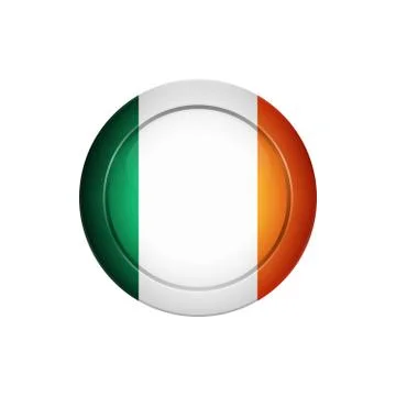 Irish flag on the round button, vector illustration Stock Illustration
