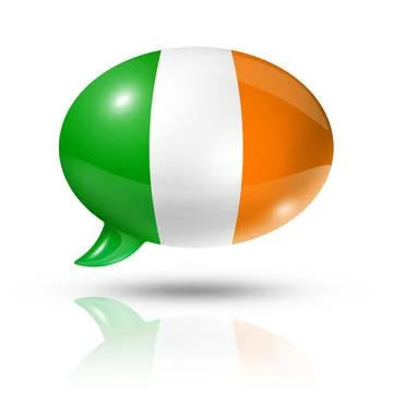 Irish flag speech bubble three dimensional Ireland flag in a speech bubble... Foto stock