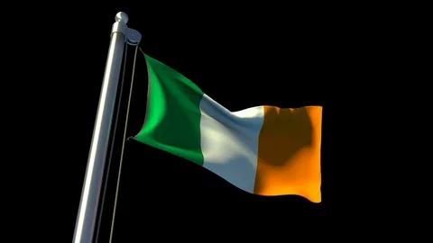 Irish Flag in the Wind with Alpha Channel Vidéo 75952539