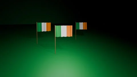 Irish flags on green background animation Stock Footage 306056579