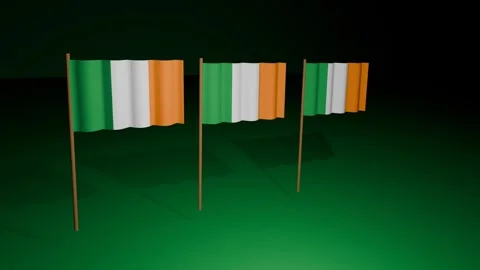 Irish flags row on green background animation Stock Footage 306501430
