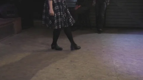 Irish folk dance solo performs girl Stock Footage 70482657