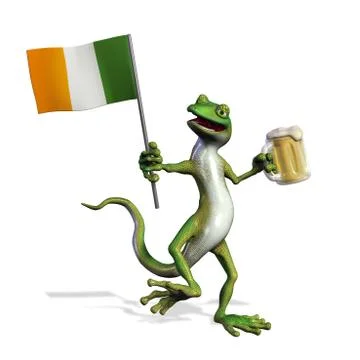 Irish Gecko with Beer Stock Illustration
