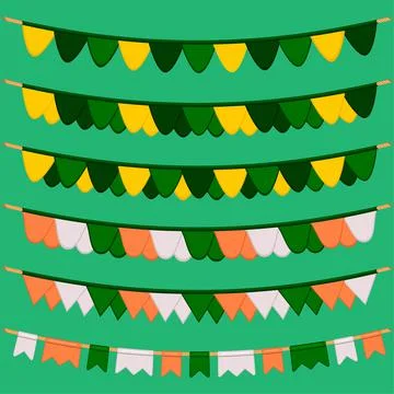 Irish holiday St Patrick day, big set from flags on rope Stock Illustration