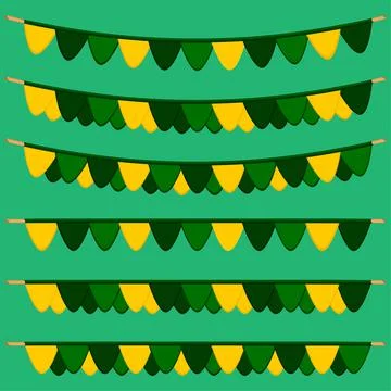 Irish holiday St Patrick day, big set from flags on rope Stock Illustration