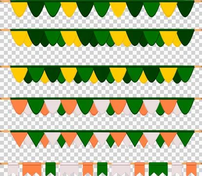 Irish holiday St Patrick day, big set from flags on rope Stock Illustration