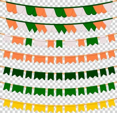 Irish holiday St Patrick day, big set from flags on rope Stock Illustration