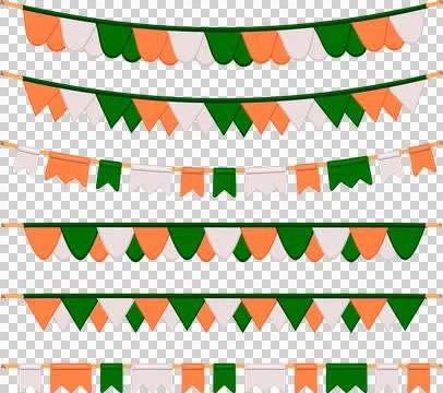 Irish holiday St Patrick day, big set from flags on rope Stock Illustration
