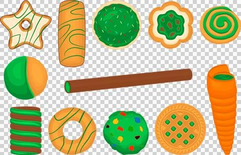 Irish holiday St Patrick day, big set green cookies イラスト素材