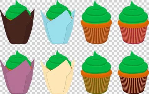 Irish holiday St Patrick day, big set cupcakes 스톡 일러스트