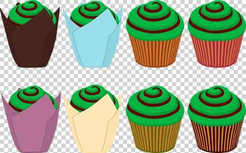 Irish holiday St Patrick day, big set green muffins Illustrazione stock