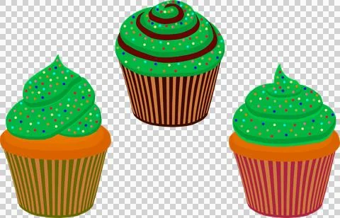 Irish holiday St Patrick day, big set green muffins Stock Illustration