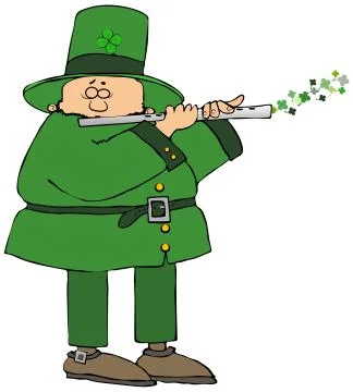 Irish leprechaun playing a flute Stock Illustration