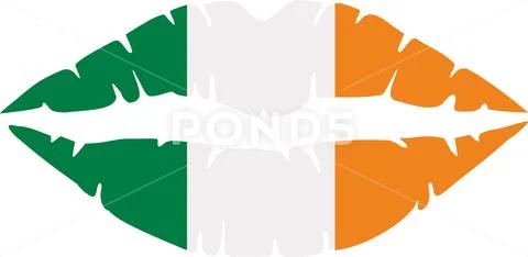 Irish lips in colors of the ireland flag Illustration #71234584