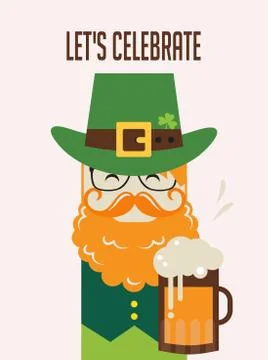 Irish man with beer, St. Patricks Day design Stock Illustration